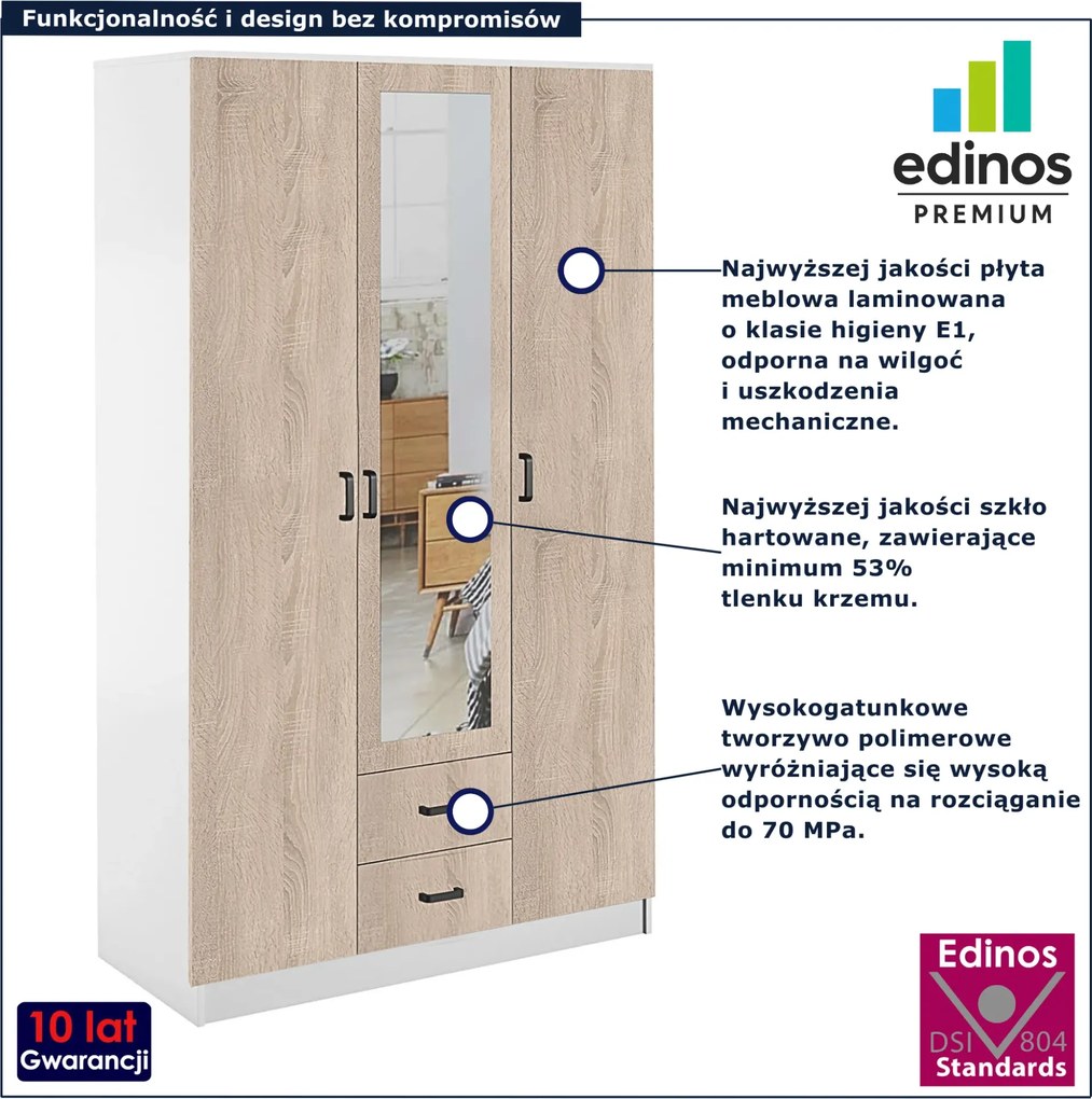 Szafa trzydrzwiowa biały + dąb sonoma N6-M41