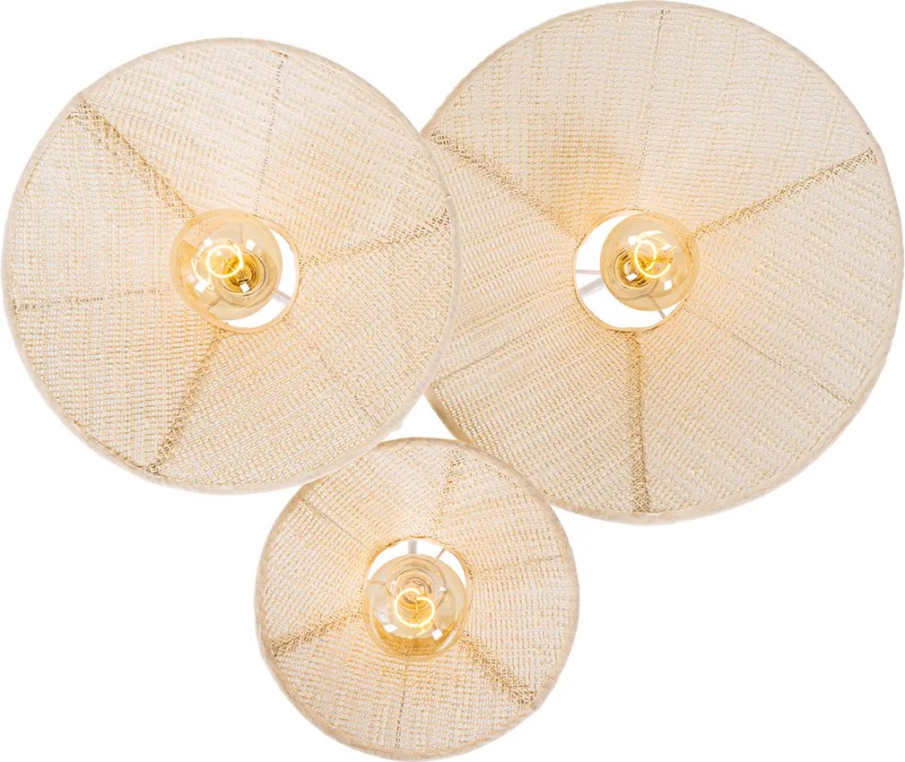 Designerska lampa ścienna biała z tkaniny 3-światłowa - Jane