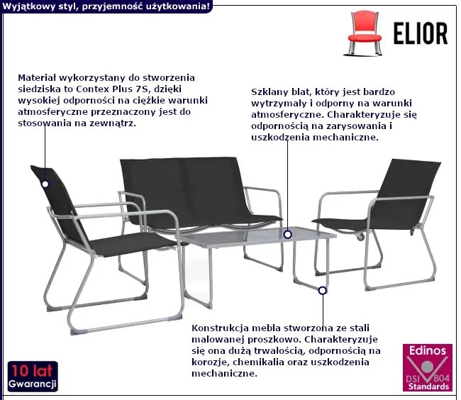 Czteroczęściowy zestaw wypoczynkowy w kolorze czarnym - Lucy 6X