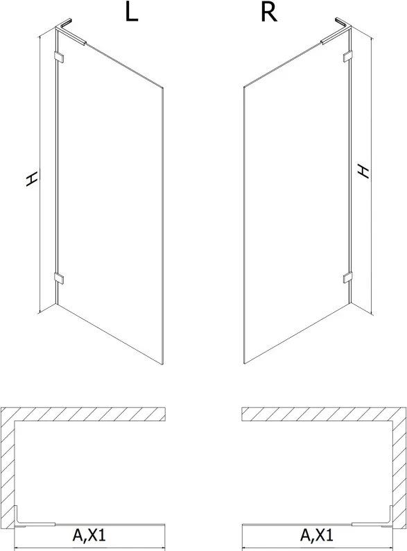 Mexen Lunar L ścianka prysznicowa Walk-in lewa 80 x 200 cm, transparent 8 mm, nikiel szczotkowany - 830L-080-000-97-00-L