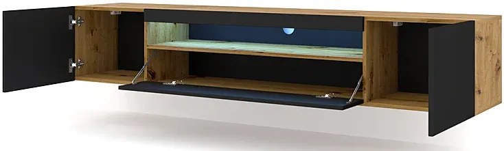 Szafka Rtv Stojąca Lub Wisząca Dąb Artisan + Czarny W3-C02