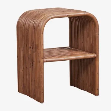 Prostokątny Stolik Pomocniczy 45x35 Cm Z Rattanu Nolay Ciemna Czerń - Sklum