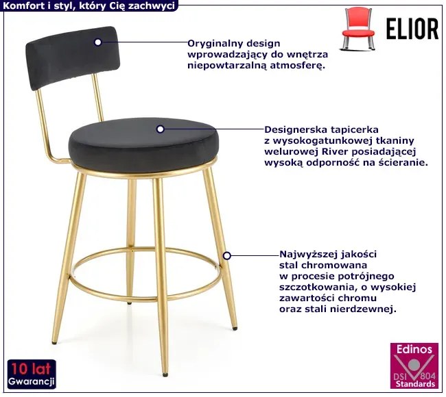 Czarno złoty hoker glamour tapicerowany welurem - Hikari