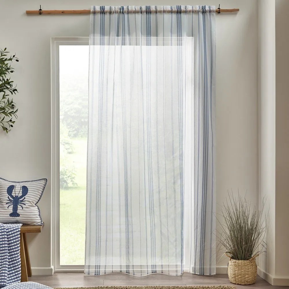 Biała firanka z woalu 140x137 cm Harbour Stripe – Catherine Lansfield