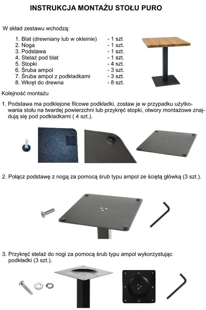 STÓŁ PURO LAMINAT DĄB/CZARNY 60x60 SIGNAL