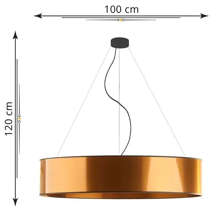 Miedziana lampa wisząca z dużym abażurem 100 cm - EX326-Portona