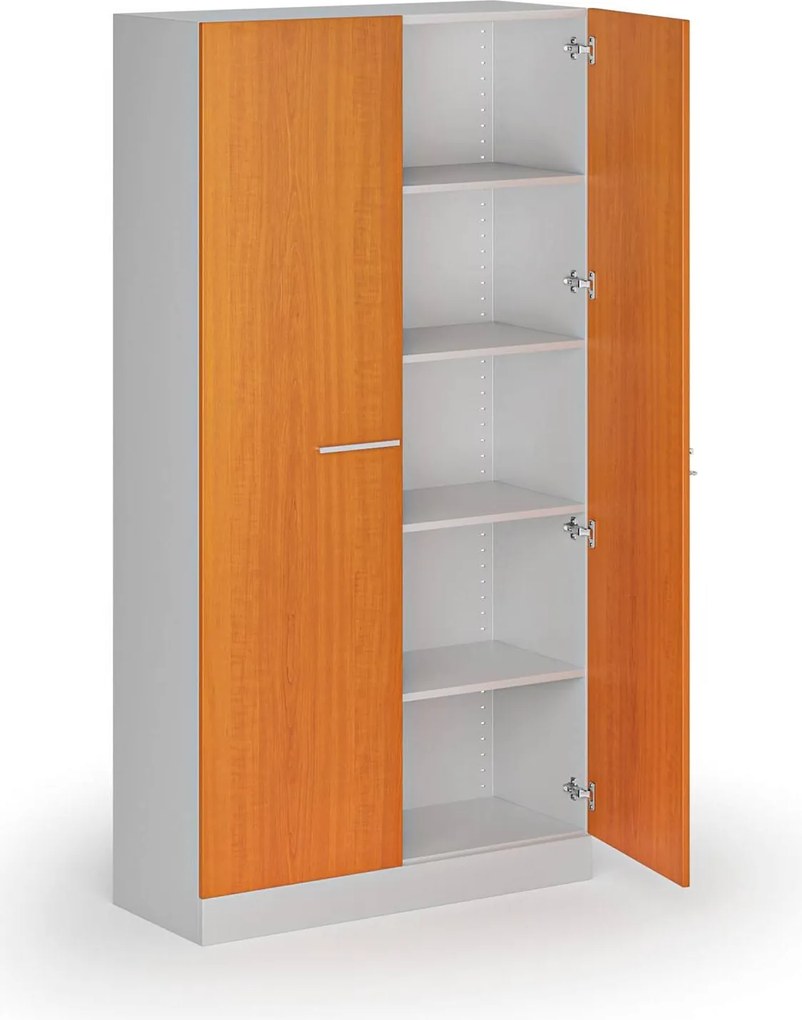 Metalowa szafa z drewnianymi drzwiami, demontowana, 1950 x 1000 x 400 mm, czereśnia