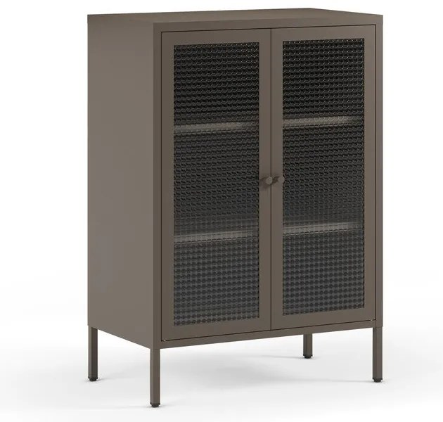 Szara metalowa witryna 70x100x40 cm Layna – Marckeric