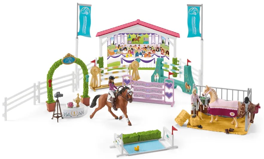 Schleich 42440 Turniejowy tor wyścigowy z końmi ipielęgniarkami z ruchomymi stawami
