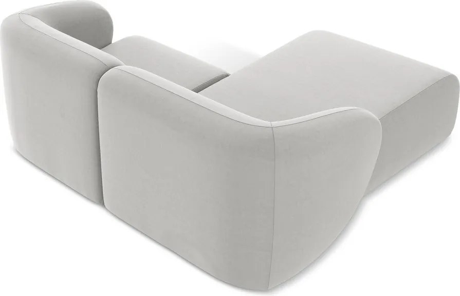 Jasnoszary aksamitny narożnik (lewostronny/z szezlongiem) Lani – Makamii