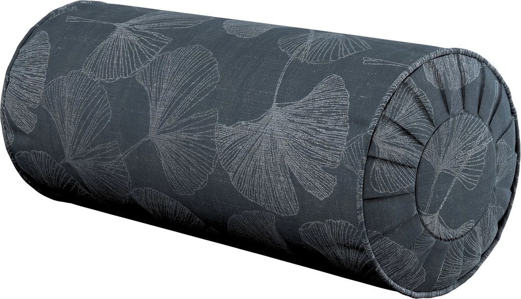 Poduszka wałek z zakładkami kolor szary tkanina połyskliwa, wzorzysta
