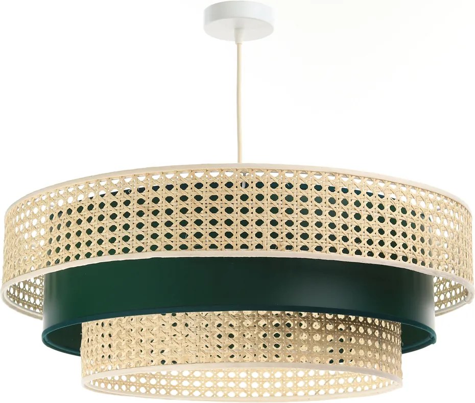 Rattanowa lampa wisząca w kolorze zieleni butelkowej Togo
