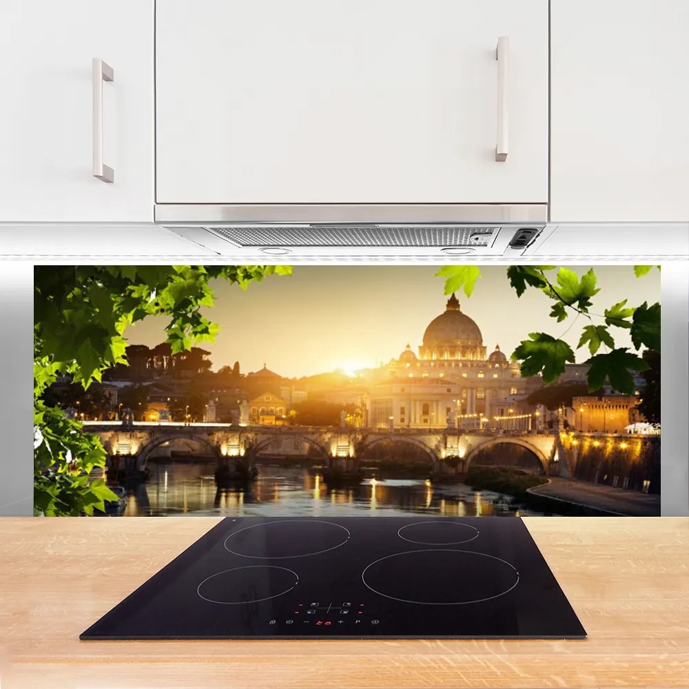 Szkło do Kuchni na Ścianę Nowoczesny Most nad Rzeką