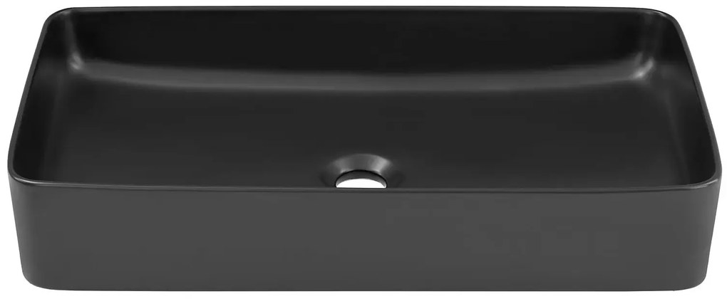 Czarna prostokątna ceramiczna umywalka nablatowa L2-F79