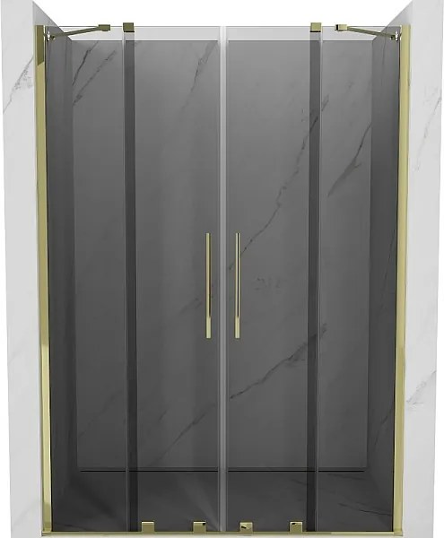Mexen Velar Duo drzwi prysznicowe rozsuwane 150 cm, grafit, złote - 871-150-000-42-50