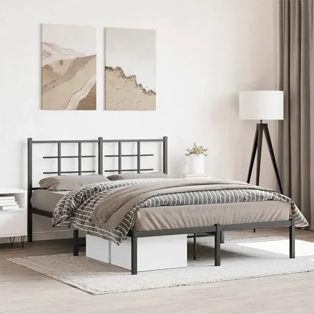 Czrane metalowe łóżko małżeńskie 140x200 cm L8-T53