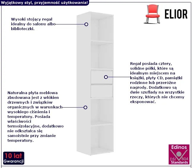 Regał z szufladami biały Lenar 6X