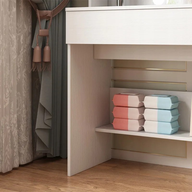 Toaletka kosmetyczna z lustrem LED 110 cm – nowoczesna toaletka do makijażu i wizażu w stylu loft