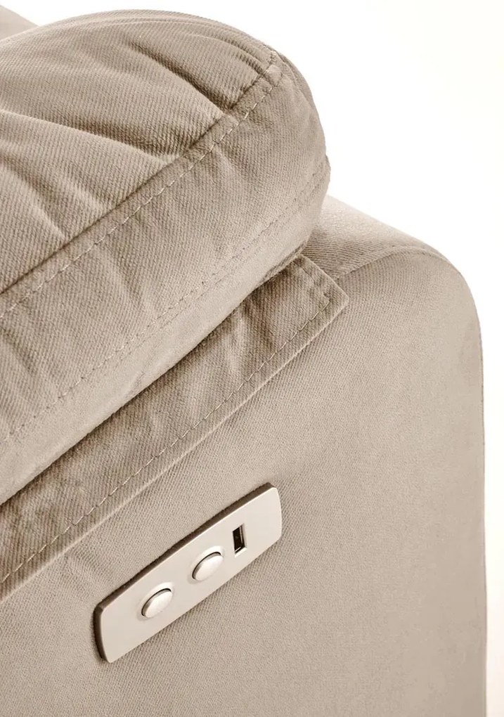 Beżowy rozkładany fotel z gniazdem usb - Anvi