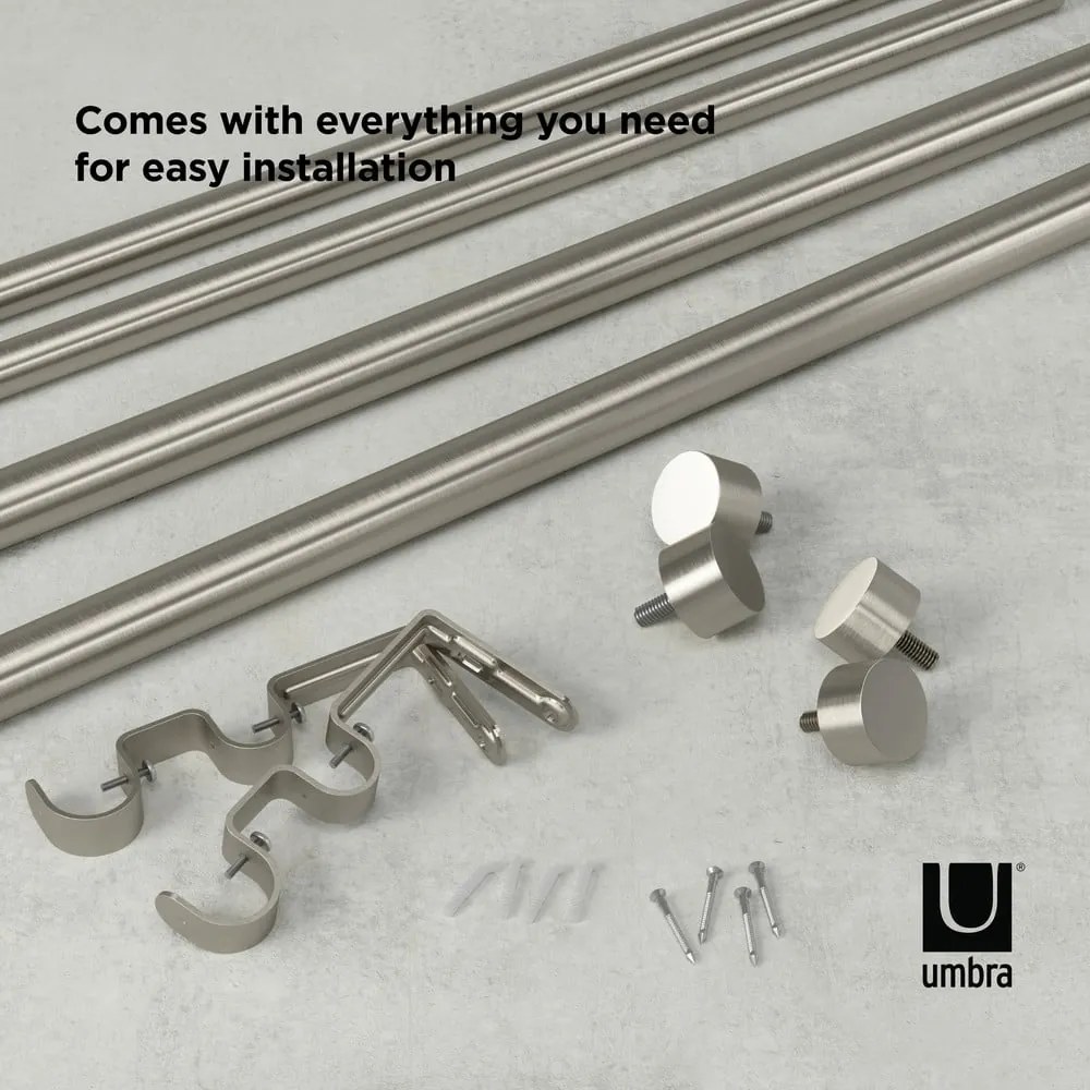 Podwójny regulowany karnisz ze stali nierdzewnej 168 - 305 cm Cappa – Umbra