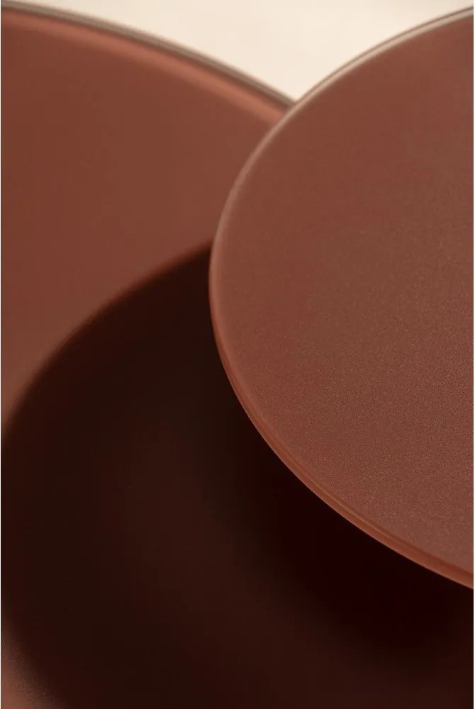 Brązowe okrągłe stoliki zestaw 2 szt. ze szklanym blatem ø 80 cm Vida – MOME