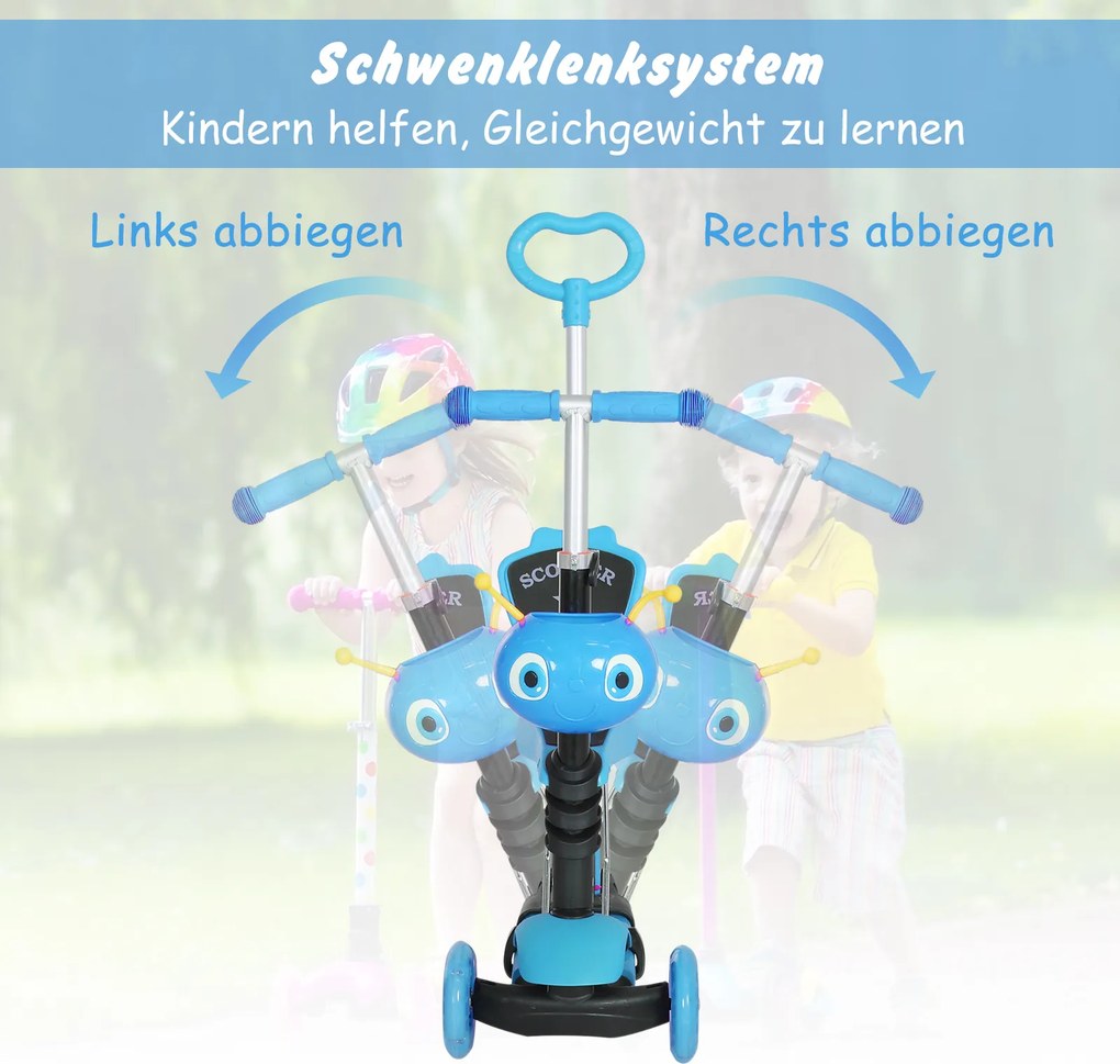 Hulajnoga dziecięca kickboard skuter miejski z regulacją wysokości aluminium niebieski | Aosom.pl