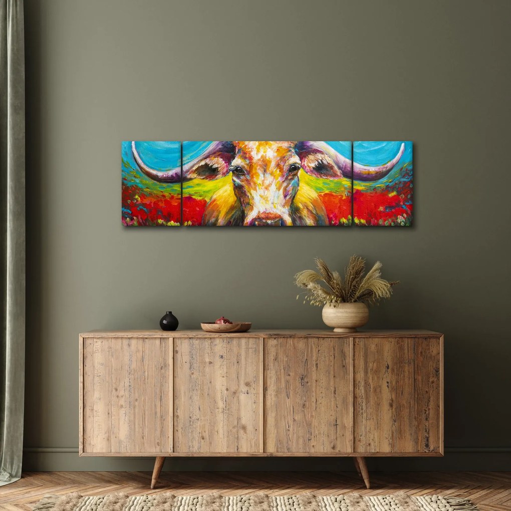 Obraz - Malowana krowa (170x50 cm)