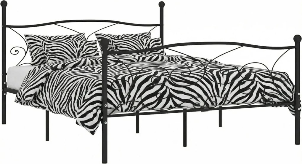 Czarne metalowe łóżko małżeńskie 180x200 cm W5-Z46