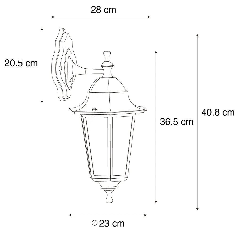 Klasyczna latarnia ścienna zewnętrzna ciemnozielona IP44 - New Orleans dół