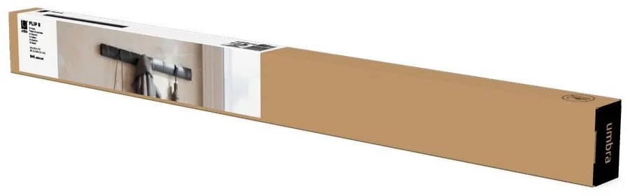 Czarny wieszak ścienny z drewna jesionowego Flip – Umbra