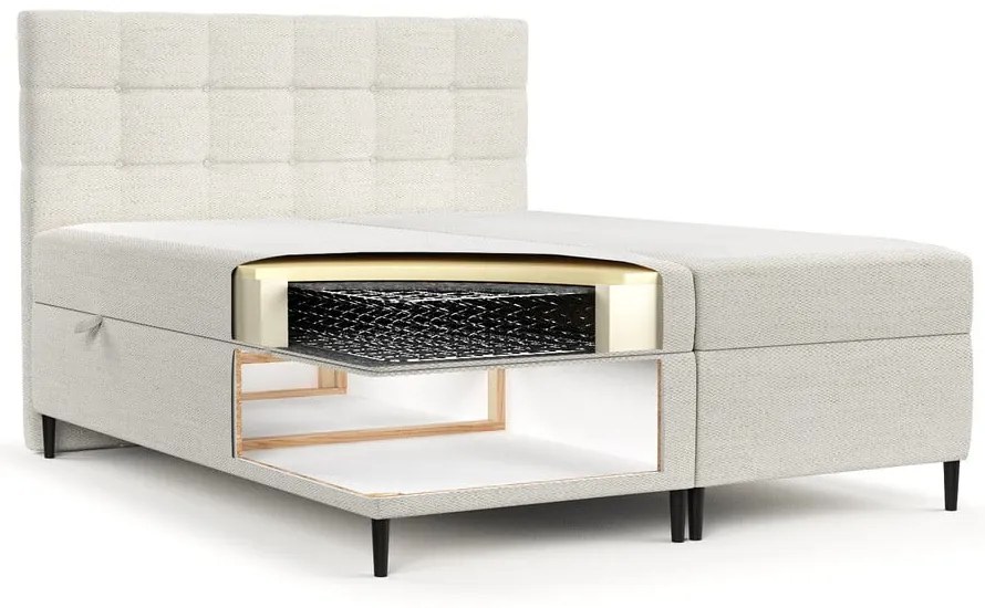 Kremowe łóżko boxspring ze schowkiem 180x200 cm Urbaneo – Maison de Rêve