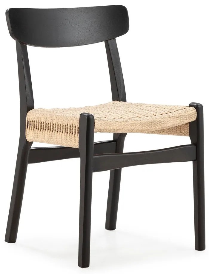 Czarne krzesła zestaw 2 szt. z litego drewna kauczukowego Biel – MOME