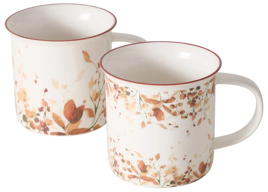 Kubek porcelanowy z kolorową obwódką, BERNADA, 320 ml