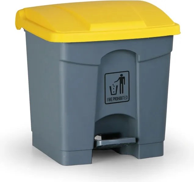 Uniwersalny kosz na śmieci do segregacji z pedałem, 30 l, 440 x 400 x 400 mm, żółty