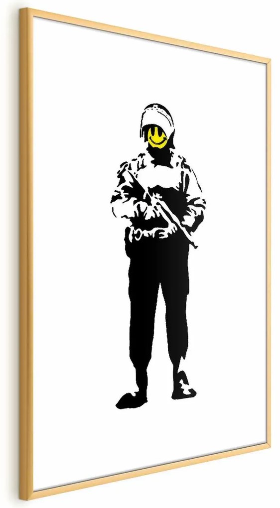 Plakat Uśmiechnięty policjant 29,7x42 cm z ramą złotą z marginesem ARTGEIST B