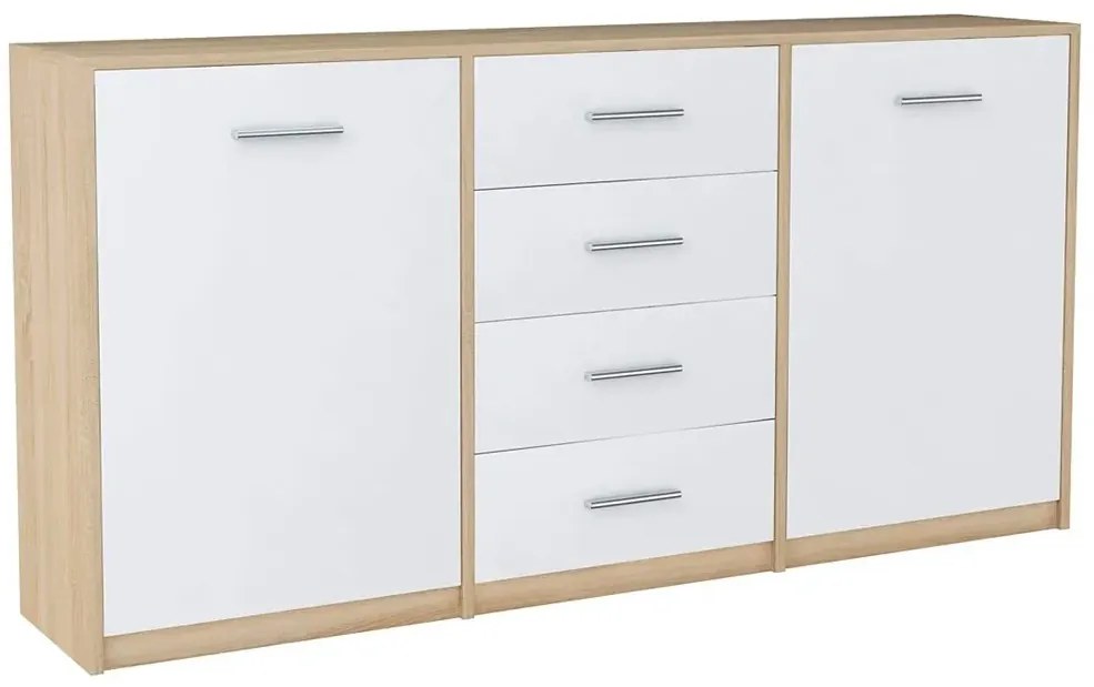 Komoda z 4 szufladami dąb sonoma + biały L9-S58
