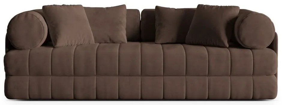 Brązowa aksamitna rozkładana sofa 206 cm Kemi – Cosmopolitan Design