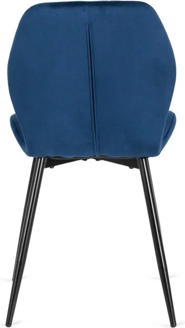 Krzesło Tapicerowane do Jadalni LUCKY Granatowe Welurowe Nowoczesne Loft
