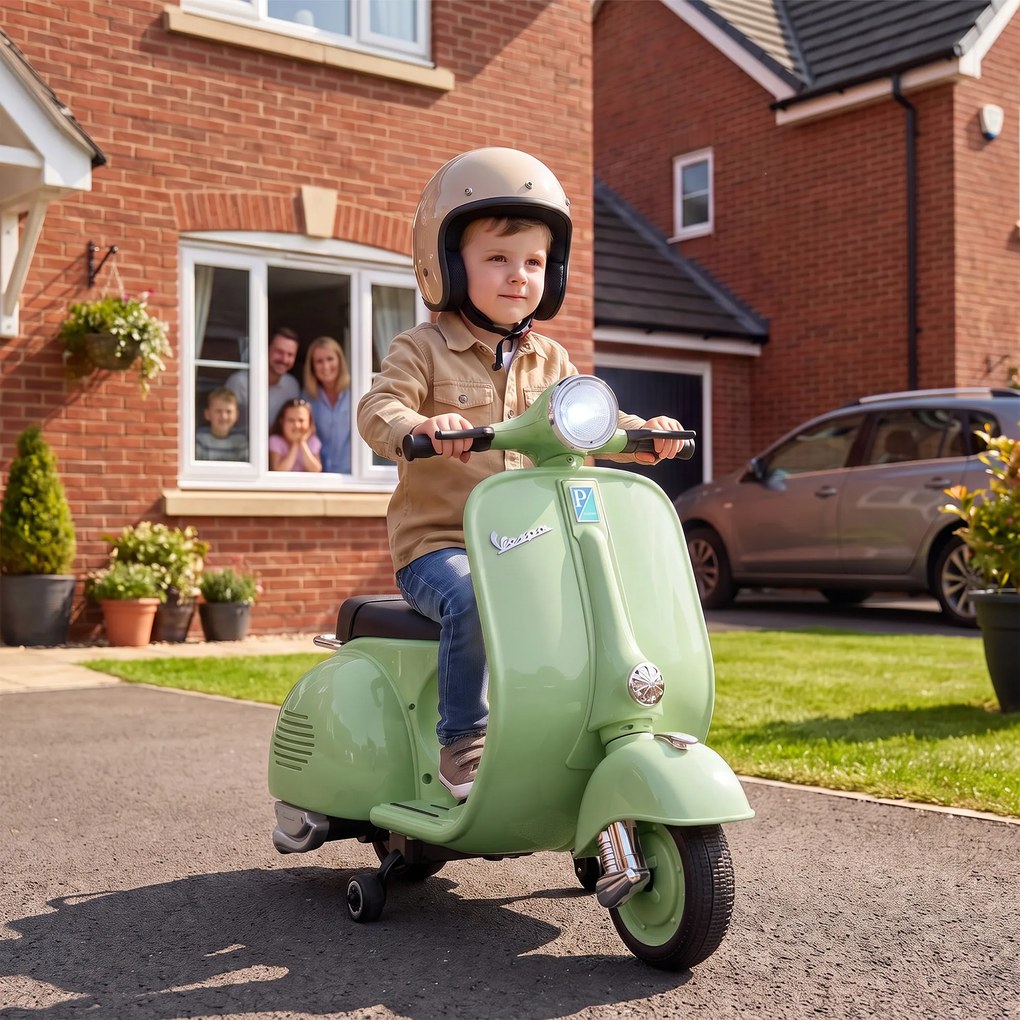 AIYAPLAY Elektryczny motocykl dla dzieci 6 V z kółkami podporowymi, akumulatorem litowym, Softstart, muzyką, USB, reflektorem, klaksonem | Aosom PL