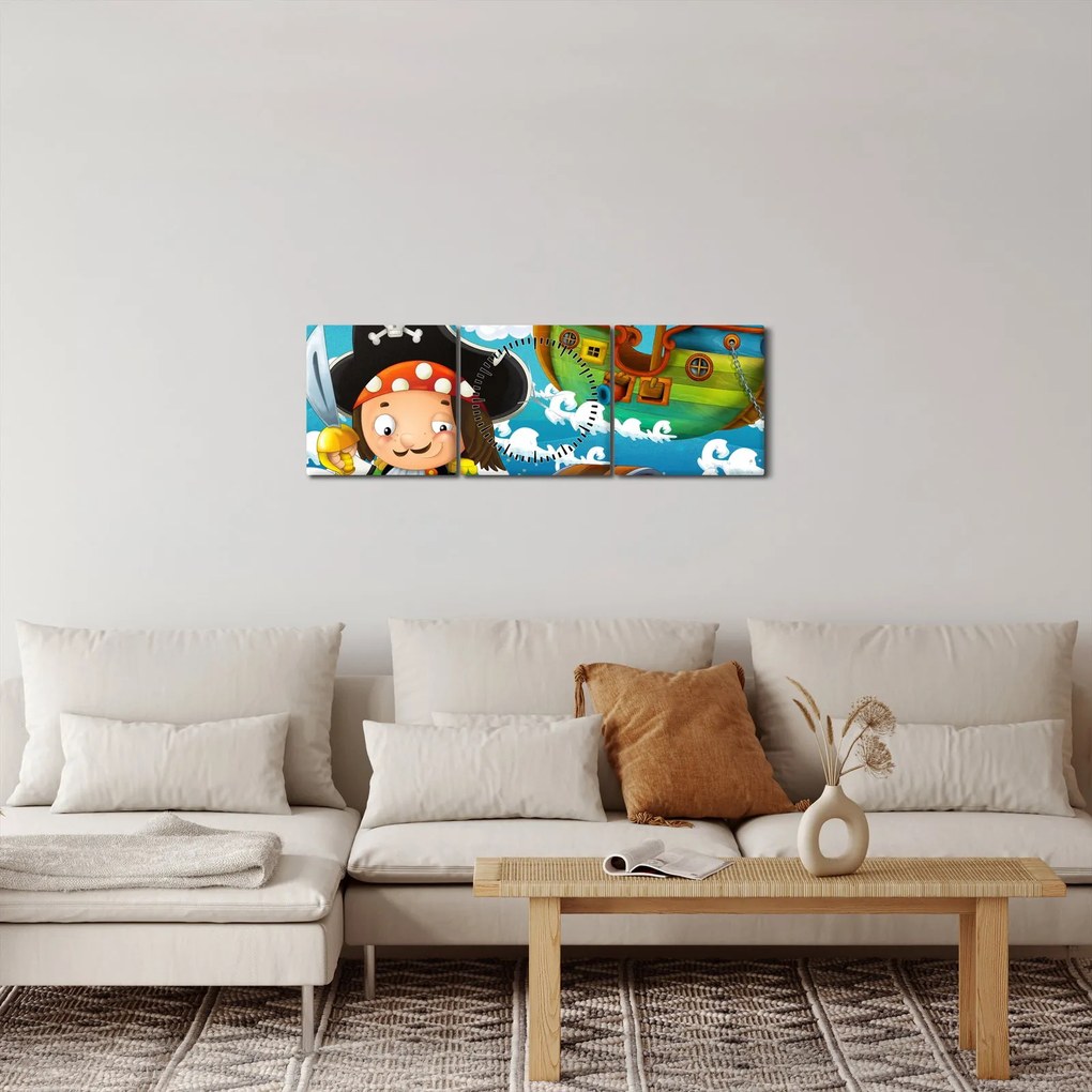 Obraz - Skarb piratów (z zegarem) (90x30 cm)