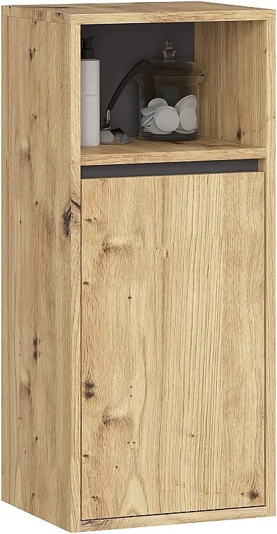Szafka łazienkowa wisząca AKORD VAMI Dąb Artisan, Grafit Szary 35 cm 1 drzwi 3 półki 35x80x30 cm