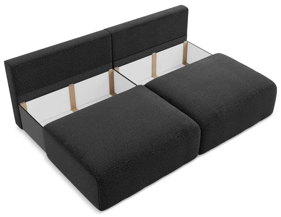 Czarna rozkładana/ze schowkiem sofa 216 cm Kalena – Makamii