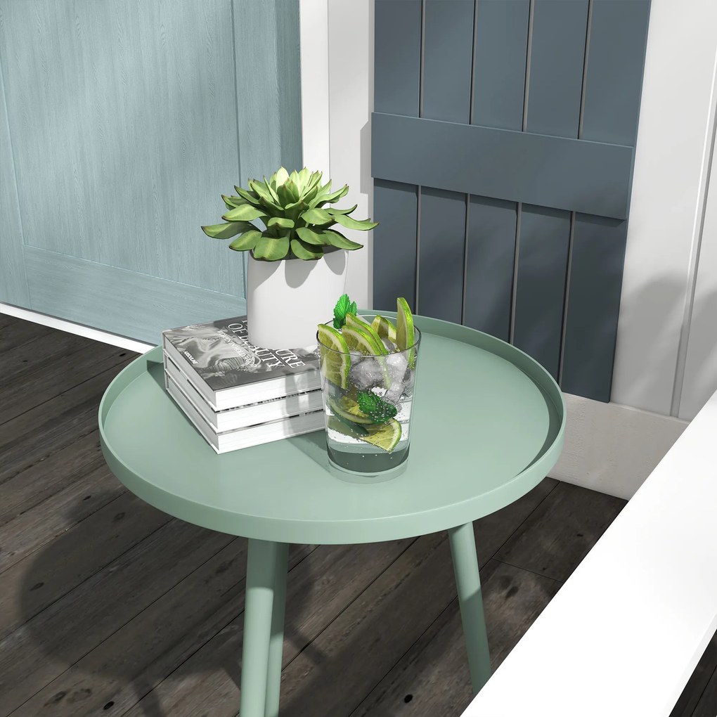 Outsunny Stolik pomocniczy, stolik kawowy, stół ogrodowy, stolik tarasowy do ogrodu, balkonu, ze stali, 40 x 40 x 50 cm, Zielony