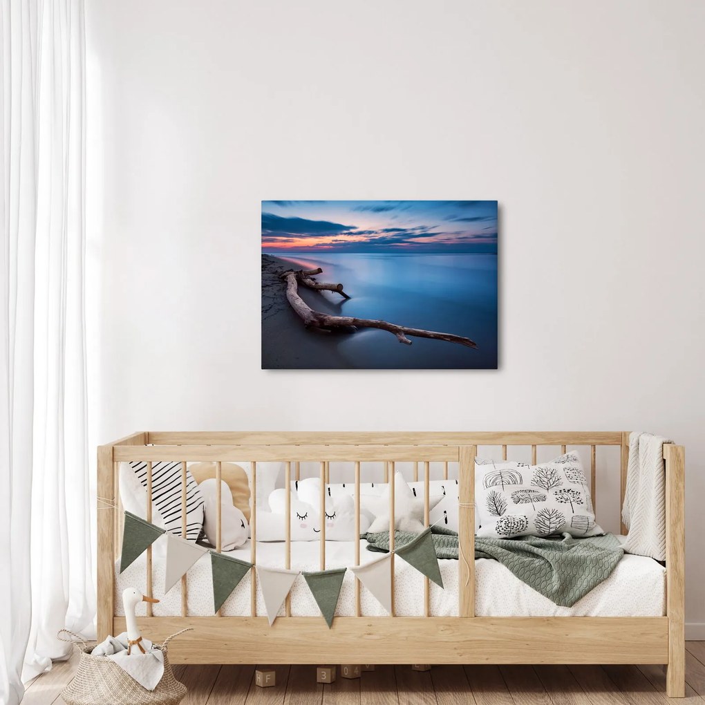 Obraz plaży o zachodzie słońca (70x50 cm)
