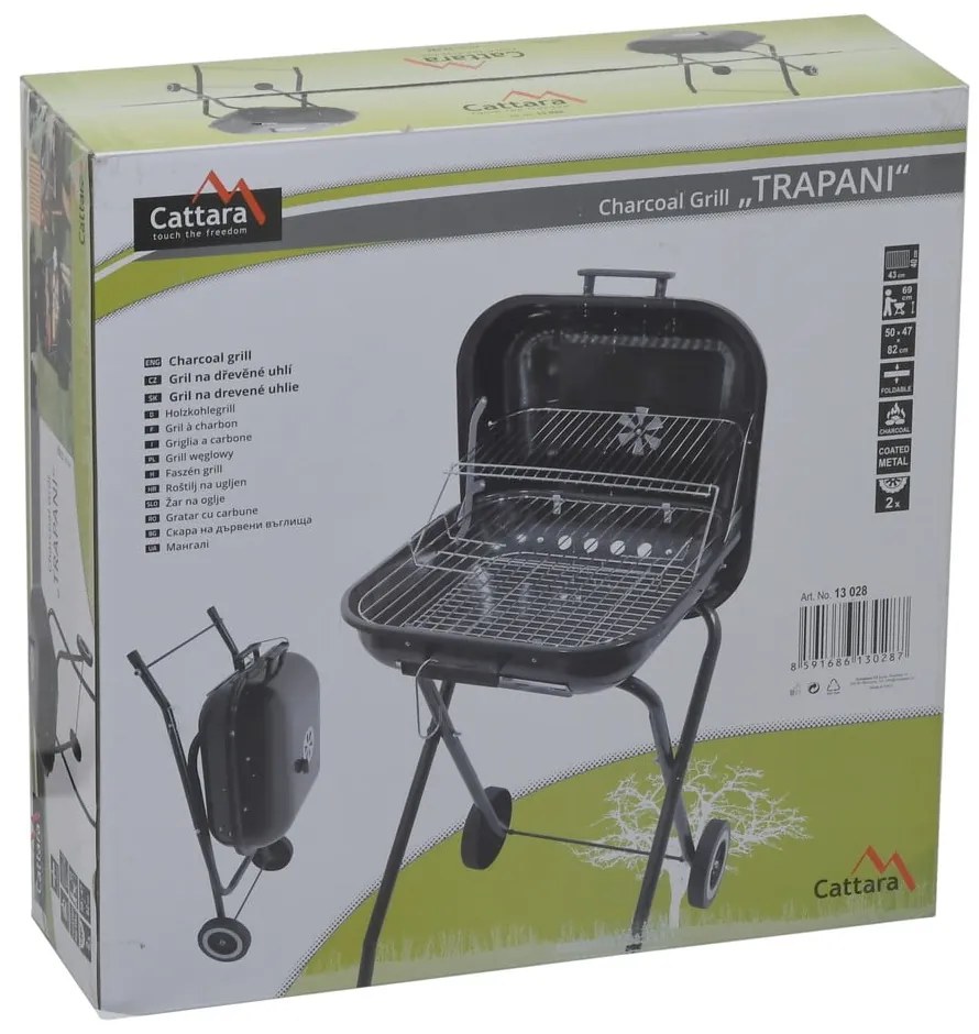 Prostokątny grill na węgiel drzewny Cattar Trapani, 43x40 cm