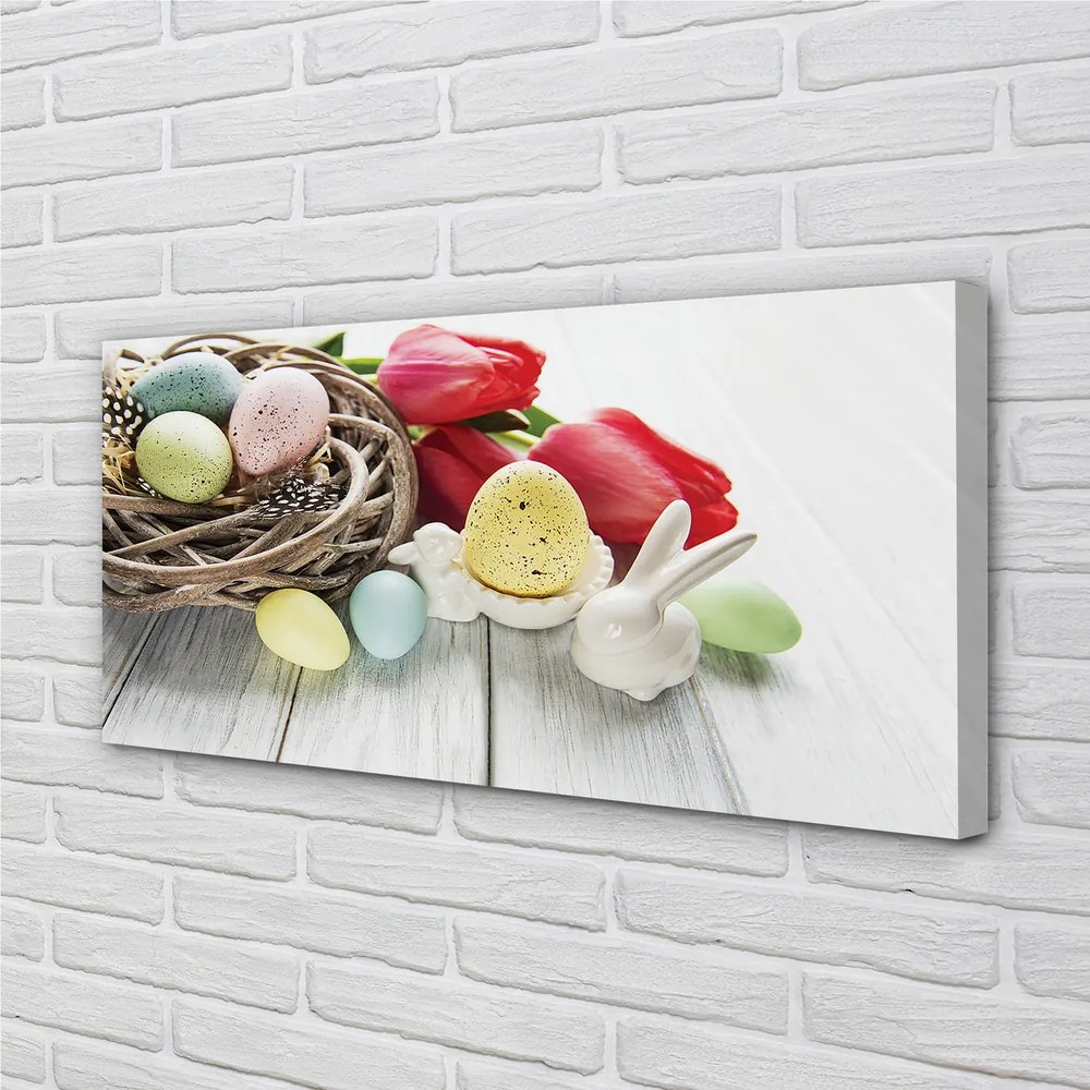 Obraz canvas na ścianę Jajka i Tulipany
