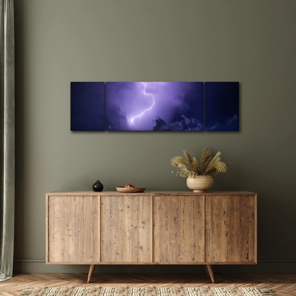 Obraz - fioletowe niebo i błyskawica (170x50 cm)