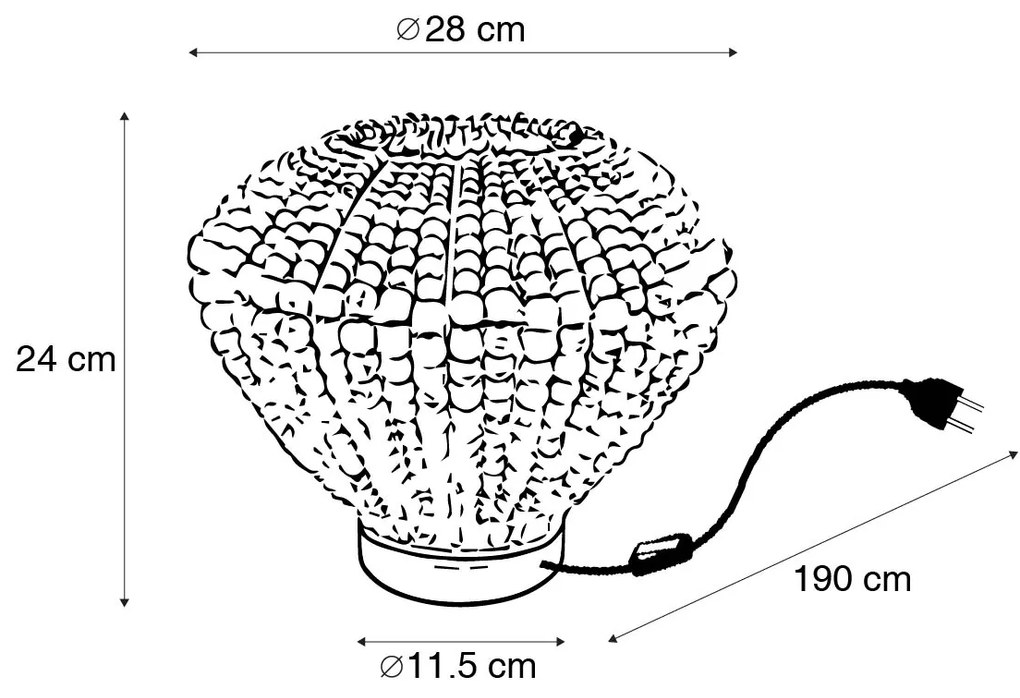 Orientalna lampa stołowa beżowa z koralikami - MotiKolonialny Oswietlenie wewnetrzne