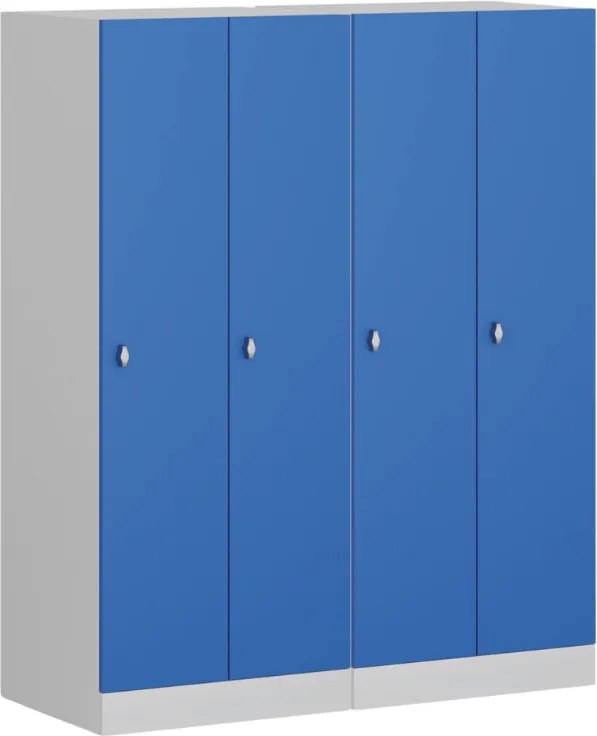 Szafka ubraniowa S1 obniżona, 2-drzwiowa, 1500 x 600 x 500 mm, demontaż, zamek obrotowy, drzwi zielone