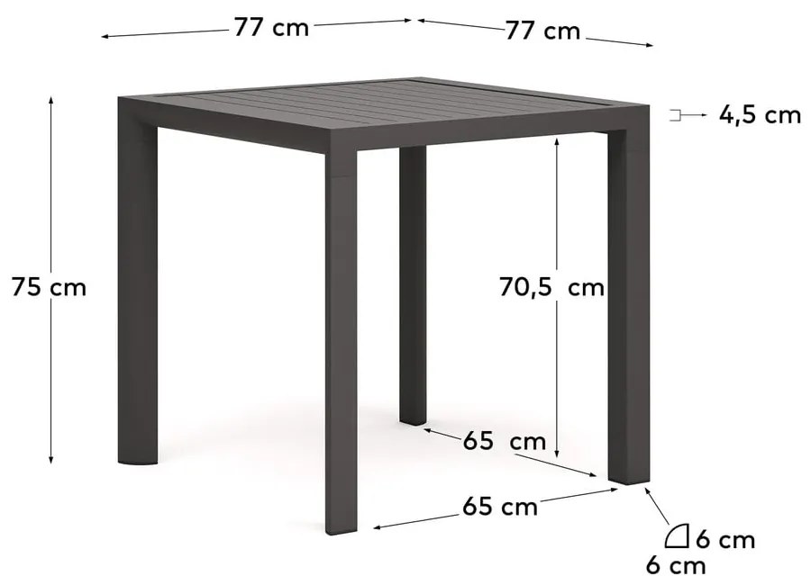 Aluminiowy stół ogrodowy 77x77 cm Culip – Kave Home